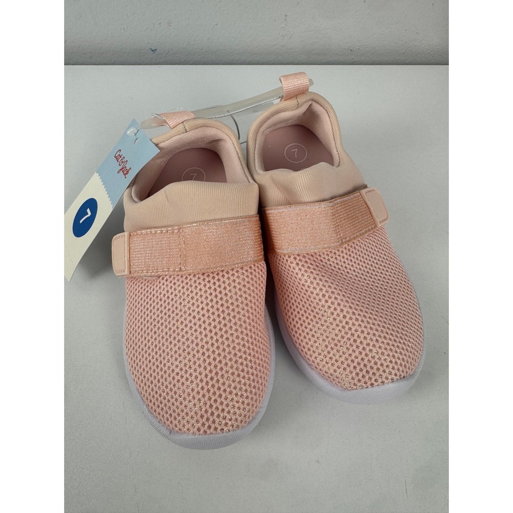 Cat & Jack Austen Pink Glitter Mesh Slip On Sneakers Toddler Girls Size 7 NEW
